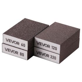 VEVOR Sanding Sponge, 4 Pcs, 60/80/120/220 Grit Assortment, Washable and Reusable Sanding Blocks for Dry & Wet Use, Coarse to Fine Sandpaper Bloc