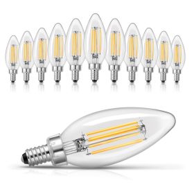 VEVOR LED Candelabra Bulbs, 12-Pack Dimmable Chandelier Light Bulbs, Vintage Clear Glass Candle Light Bulb with 2725K Warm Lighting