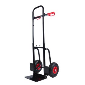 Heavy duty manual truck with double handles 330 lb steel trolley for moving heavy platform truck with 10 "rubber wheels for moving/warehouse/gard