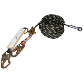 VEVOR Vertical Lifeline Assembly, 0.55'' x 25' Fall Protection Rope with 30 KN Breaking Tension, Polyester Roofing Rope with Steel Snap Hooks