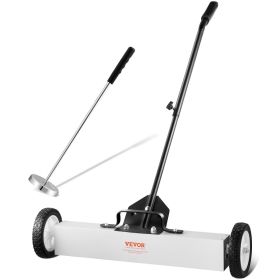 VEVOR 24-Inch Magnetic Sweeper with Wheels, 50 lbs Capacity, with Telescoping Magnetic Pickup Tool, Adjustable Handle