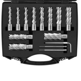 VEVOR Annular Cutter Set, 13 pcs Weldon Shank Mag Drill Bits, 7/16" to 1-1/16" Cutting Diameter, 2" Cutting Depth, M2AL HSS, with 2 Pilot Pins