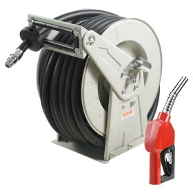 VEVOR Fuel Hose Reel, 1" x 50', Extra Long Retractable Diesel Hose Reel, Heavy-Duty Carbon Steel Construction with Automatic Fuel Nozzle