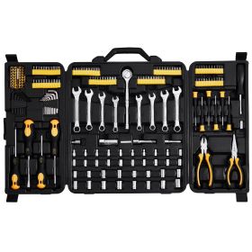 VEVOR 221-Piece Mechanics Tool Set, 1/4" and 3/8" Drive Sockets, SAE and Metric Mechanic Tool Kit with Bits, Wrenches, Ratchet Handle, Accessorie