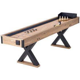 VEVOR Shuffleboard Table, 9 ft Shuffleboard for Family Game Rooms, 2 in 1 Shuffleboard and Bowling Combo Game Set, with Scratch-Resistant Playfie