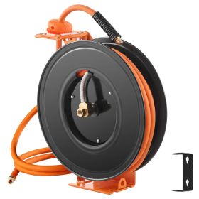 VEVOR Retractable Air Hose Reel, 3/8IN x 50FT Rubber Air Hose Max 300PSI, Air Compressor Hose Reel Auto-Rewind with 5FT Lead in