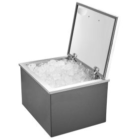 VEVOR Drop in Ice Chest, 20"L x 16"W x 13"H Stainless Steel Drop in Cooler, 44.7 Quart Commercial Ice Bin with Flip Lid for Outdoor Kitchen Patio