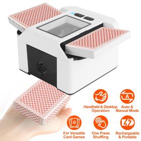 Fast 2-Deck Rechargeable Card Shuffler – 2-Sec Shuffle, Auto & Manual Modes, 2000 mAh Battery for 2 300 Decks, Fits Poker/UNO/Narrow Cards