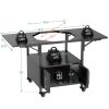 Outdoor Grill Table for Big Green Egg Style BBQ, Metal Grill Cart with 2 Folding Panels, Compatible with up to Large Green Egg, Kamado Joe Jr