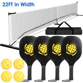 1Set Portable Pickleball Net Set 22ft Regulation Size Net Pickle Ball Net System With 4 Pickleballs 4 Paddles Carrying Bag For Driveway Yard (Option: Black)