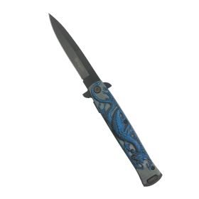 4" Black Dragon Knife with ABS Handle (Color: Blue)