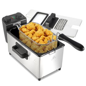 3L Deep Fryer with Basket, 1700W Electric Deep Fryer with Time & Temperature Control for Home Use, Removable Basket (PCS: 1)