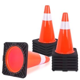 12 Pack Traffic Cones,Heavy Duty Safety Cones with Weighted Base,with Reflective Collars PVC Traffic Cones for Parking Lot, Traffic Safety (size: 18x10.63x10.63inch)