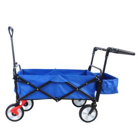 folding wagon Collapsible Outdoor Utility Wagon, Heavy Duty Folding Garden Portable Hand Cart, Drink Holder, Adjustable Handles (Color: as Pic)